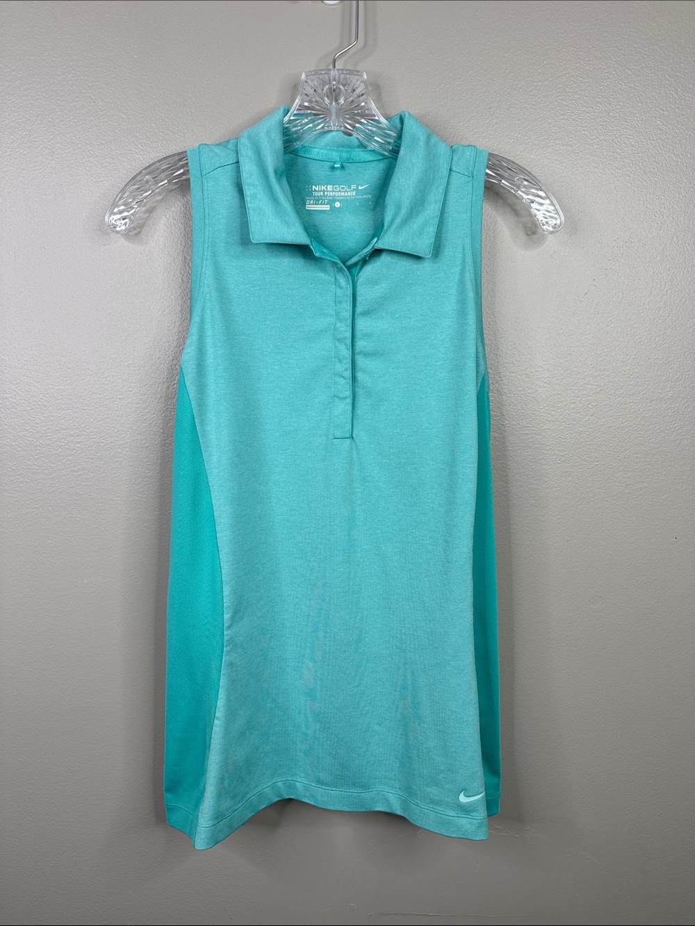 Nike Golf Tour Performance Sleeveless Polo Shirt in Teal Women's Large